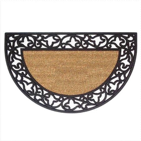 NEDIA HOME Nedia Home 18022 Acanthus Border 22 x 36 In. Half Round Rubber-Coir Doormat - Plain 18022